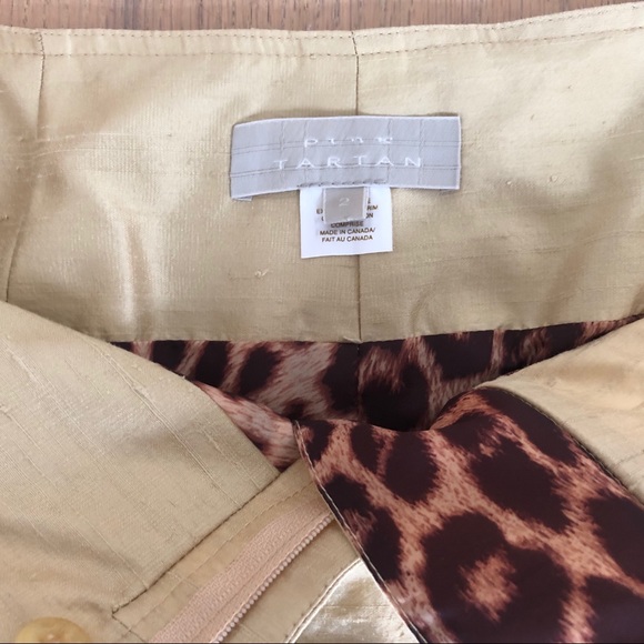 Pink Tartan Silk Skirt lined in leopard - Picture 3 of 3